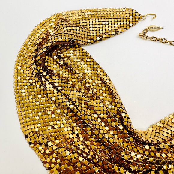 🔥 RARE VINTAGE MESH WHITING DAVIS BIB NECKLACE - Picture 5 of 17